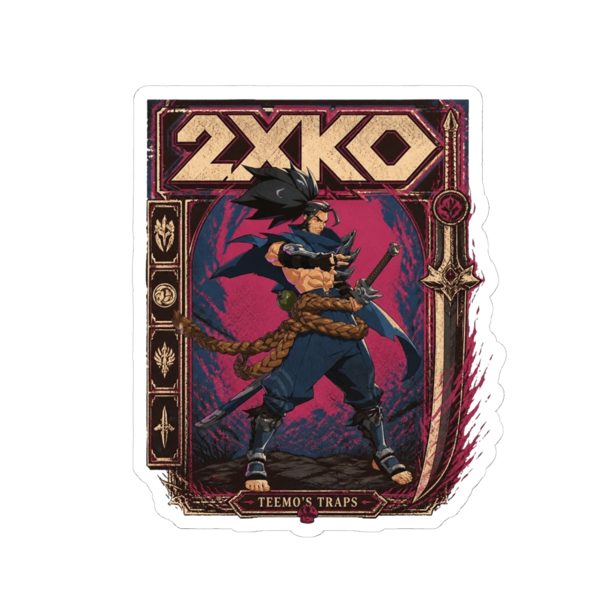 2XKO " in bold retro typography at the top center. " Sticker