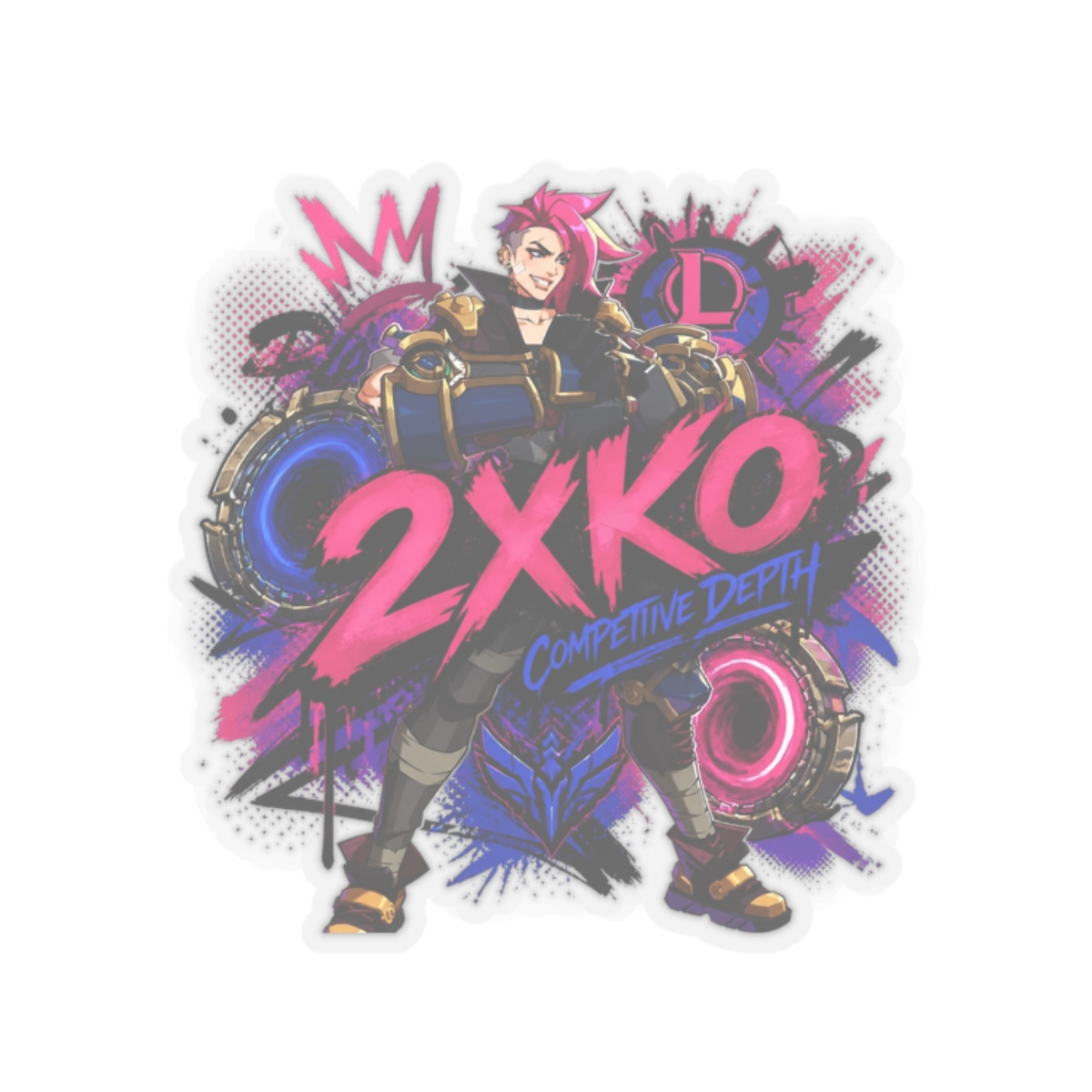2XKO " in bold graffiti-style font at the center. " Sticker